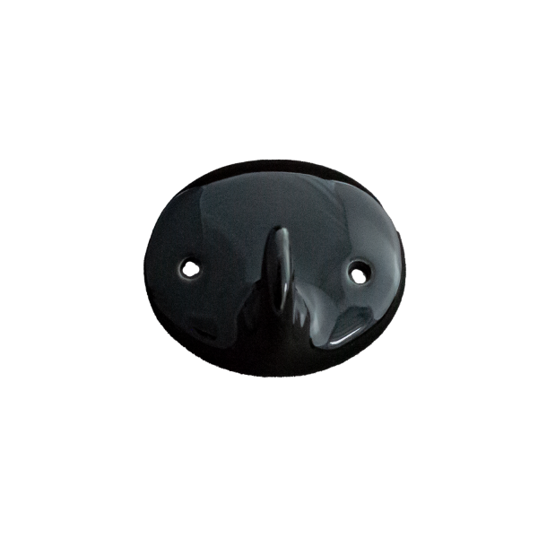 Einer-Haken m. 2 Löcher 5cm Porzellan schwarz Bad-Haken Wandhaken