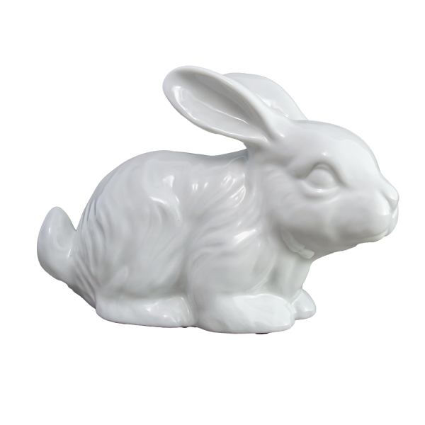 Figur Schneehase 16 cm Porzellan weiß Hase