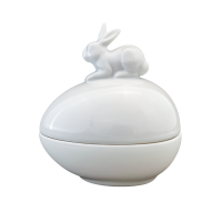 Osterdose Ei mit Hase L 13 cm Porzellan weiß