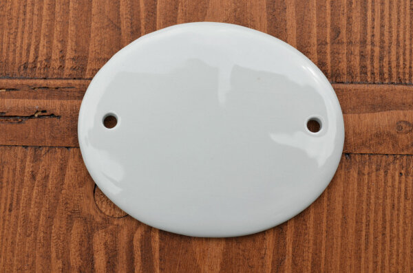 Ovales Schild 9cm mit 2 Löchern Porzellan weiß Etikett  Anhänger Schilder