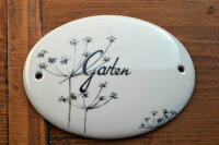 Garten Türschild oval handbemal Porzellan Etikett...