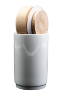 Vorratsdose mit Holzdeckel Buche weiß Porzellan Gewürzdose, Gewürzbehälter, Küche